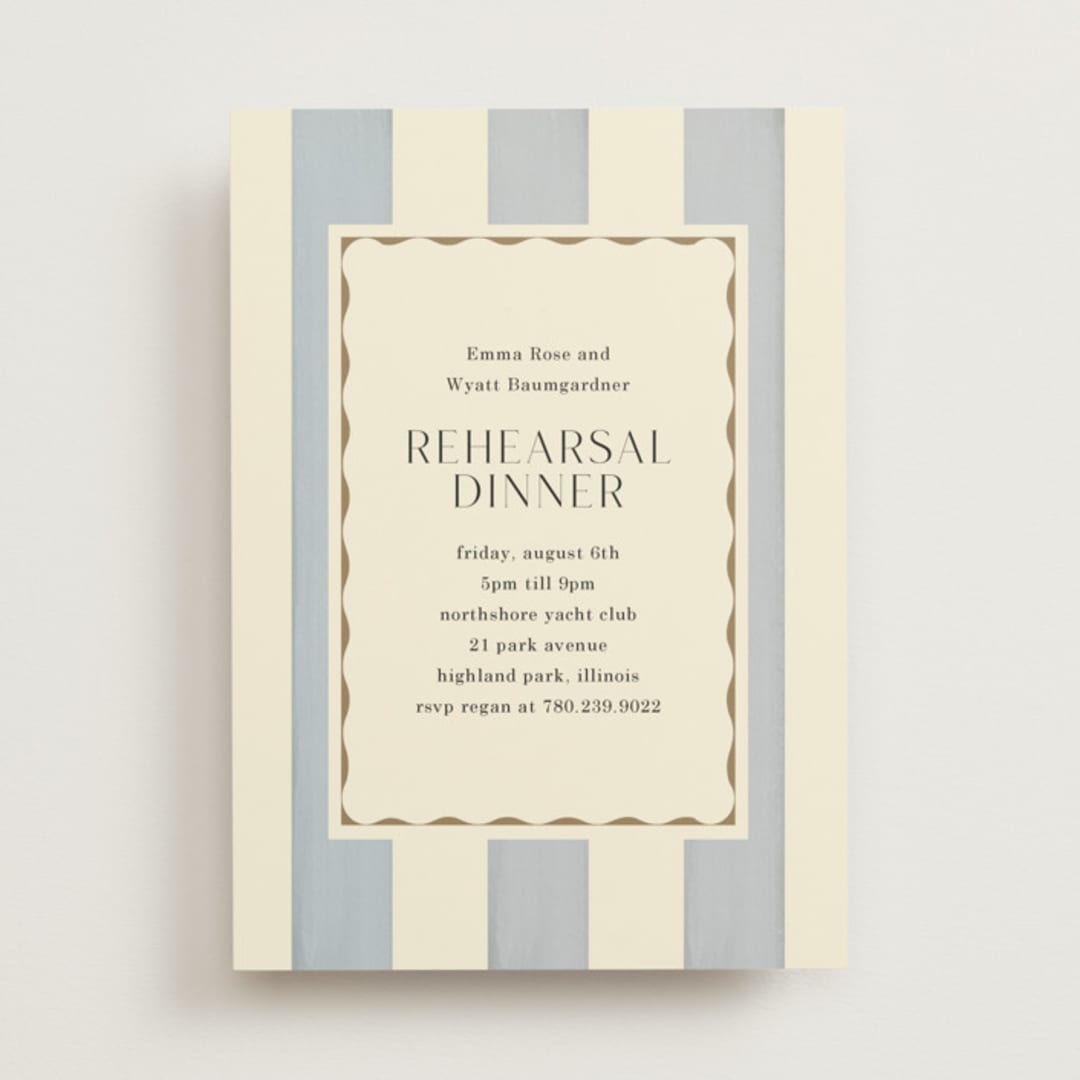 "Tailored Frame" - Rehearsal Dinner Invitations in Champagne by Baumbirdy - Front