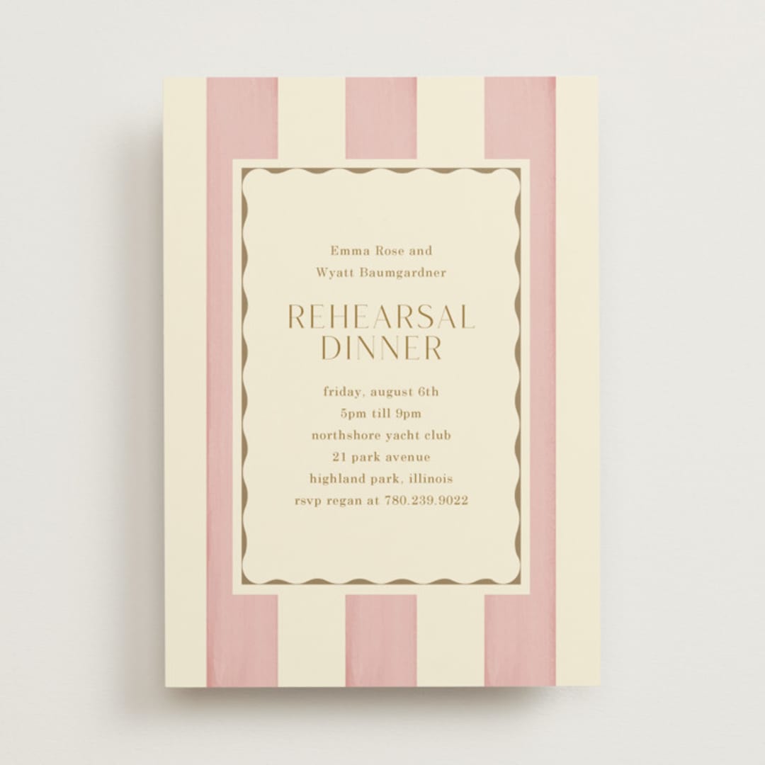 "Tailored Frame" - Rehearsal Dinner Invitations in Peony by Baumbirdy - Front