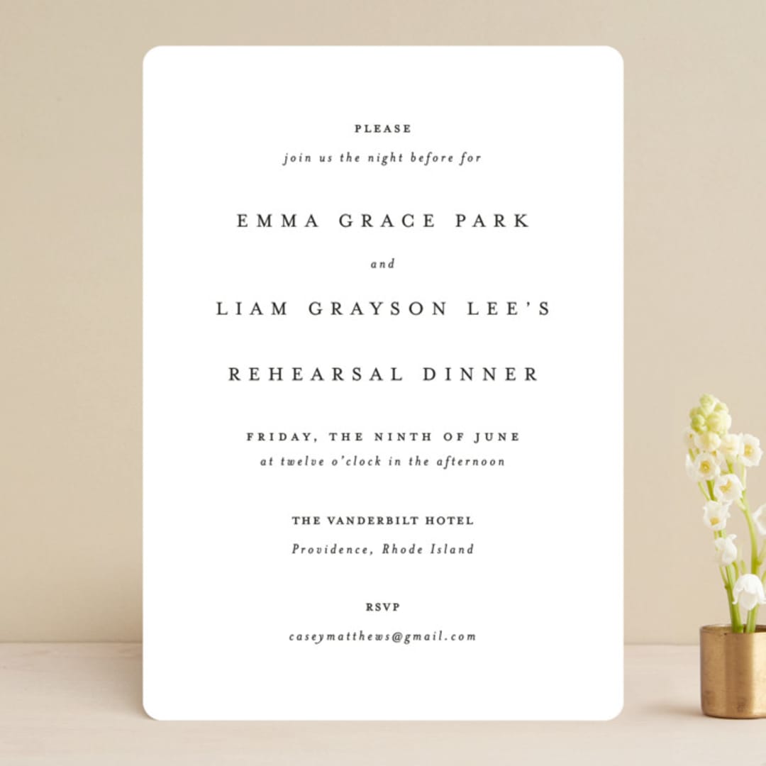 "A Thousand Years" - Rehearsal Dinner Invitations in Classic White by Design Lotus - Front