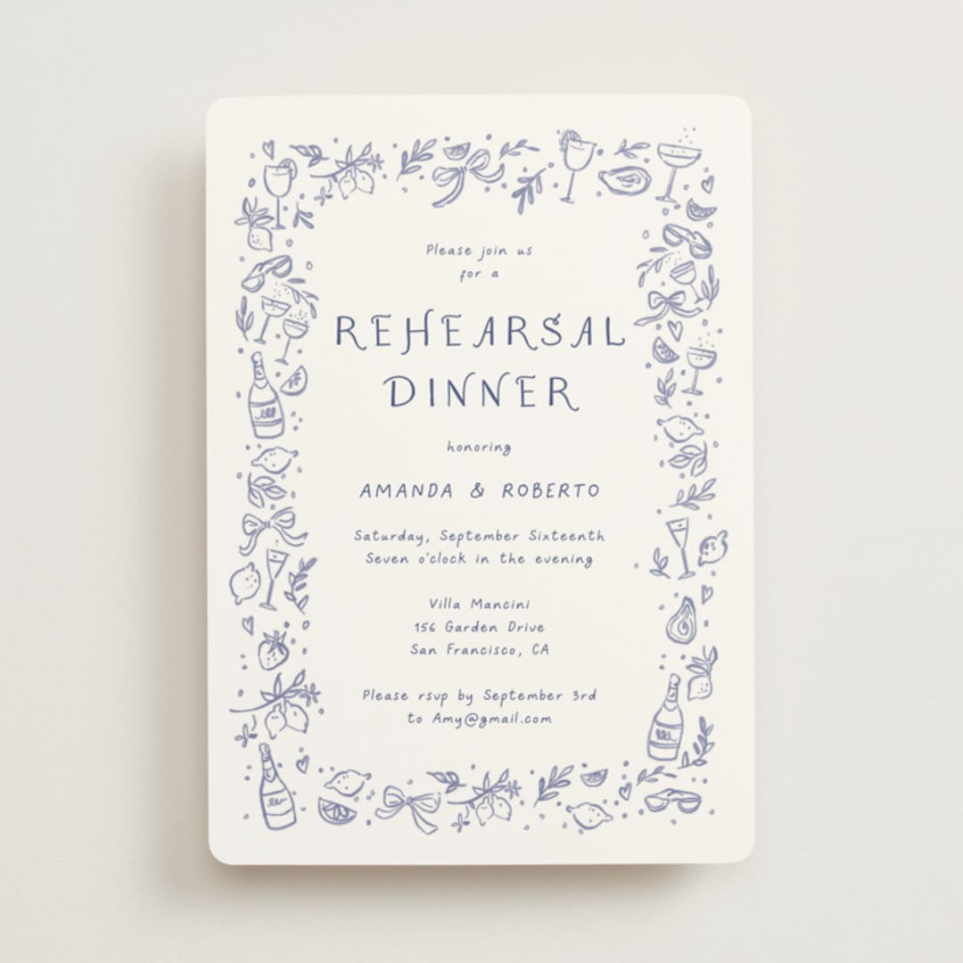 "Bridal Border" - Rehearsal Dinner Invitations in Azure by frau brandt - Front