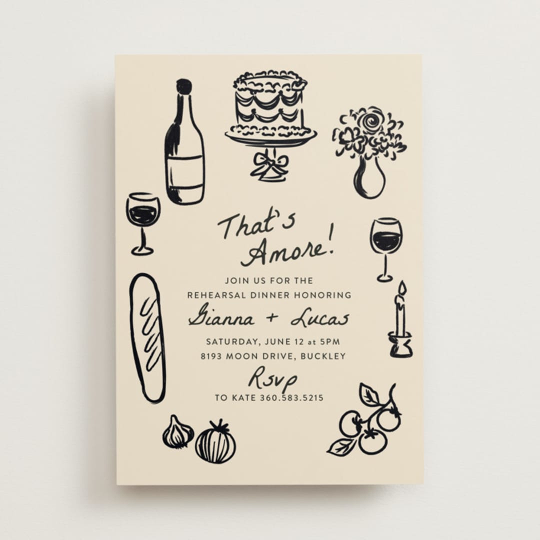"That's Amore" - Rehearsal Dinner Invitations in Papyrus by Itsy Belle Studio - Front