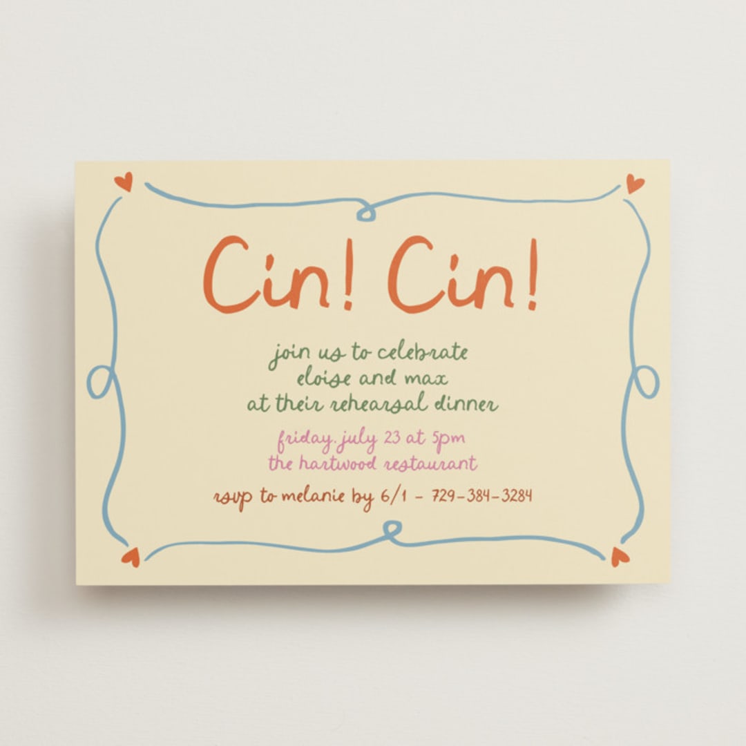 "Cin cin" - Rehearsal Dinner Invitations in Verona by Stephanie Heinrich Godbout - Front