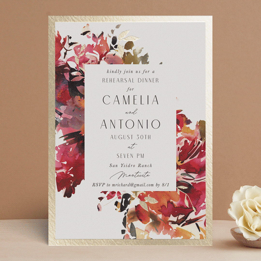 "floral" - Rehearsal Dinner Invitations in Maroon by Lori Wemple - Front