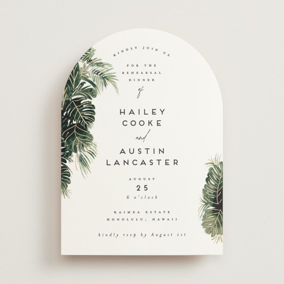 "Tropics" - Rehearsal Dinner Invitations in Palm by Gwen Bedat - Front