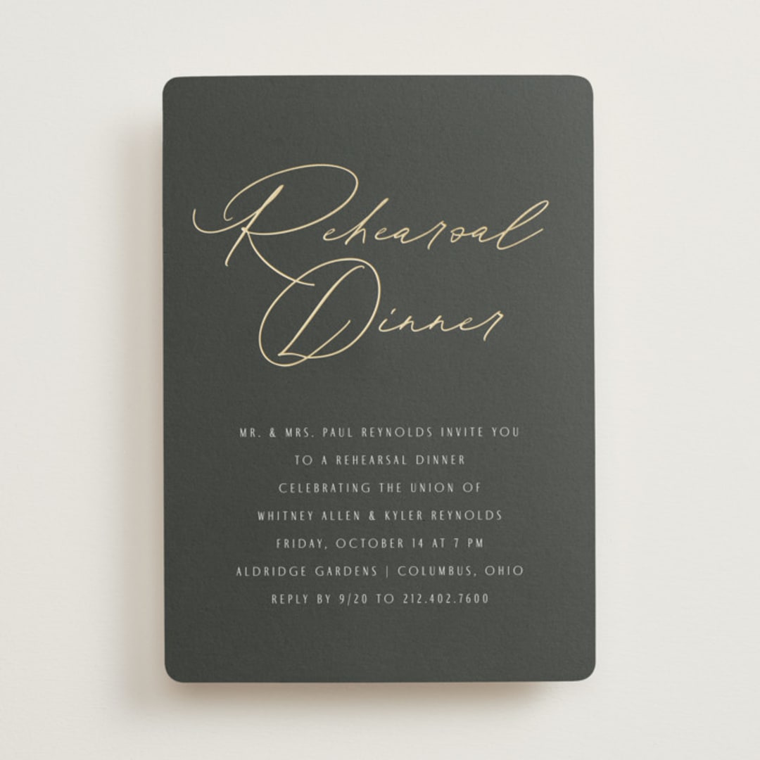"Jasper" - Rehearsal Dinner Invitations in Midnight by Amy Kross - Front