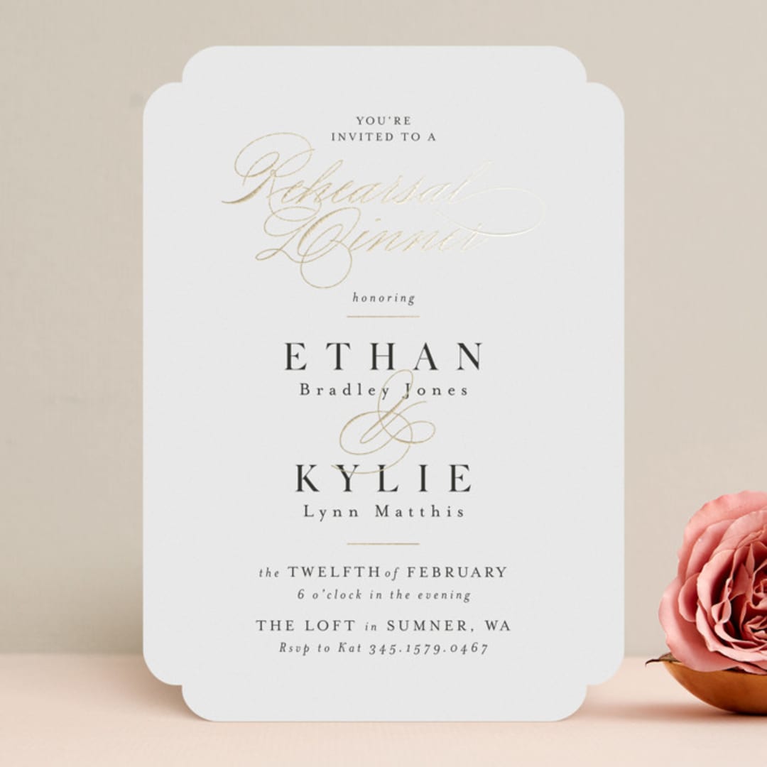 "Demi" - Rehearsal Dinner Invitations in Alabaster by Itsy Belle Studio - Front
