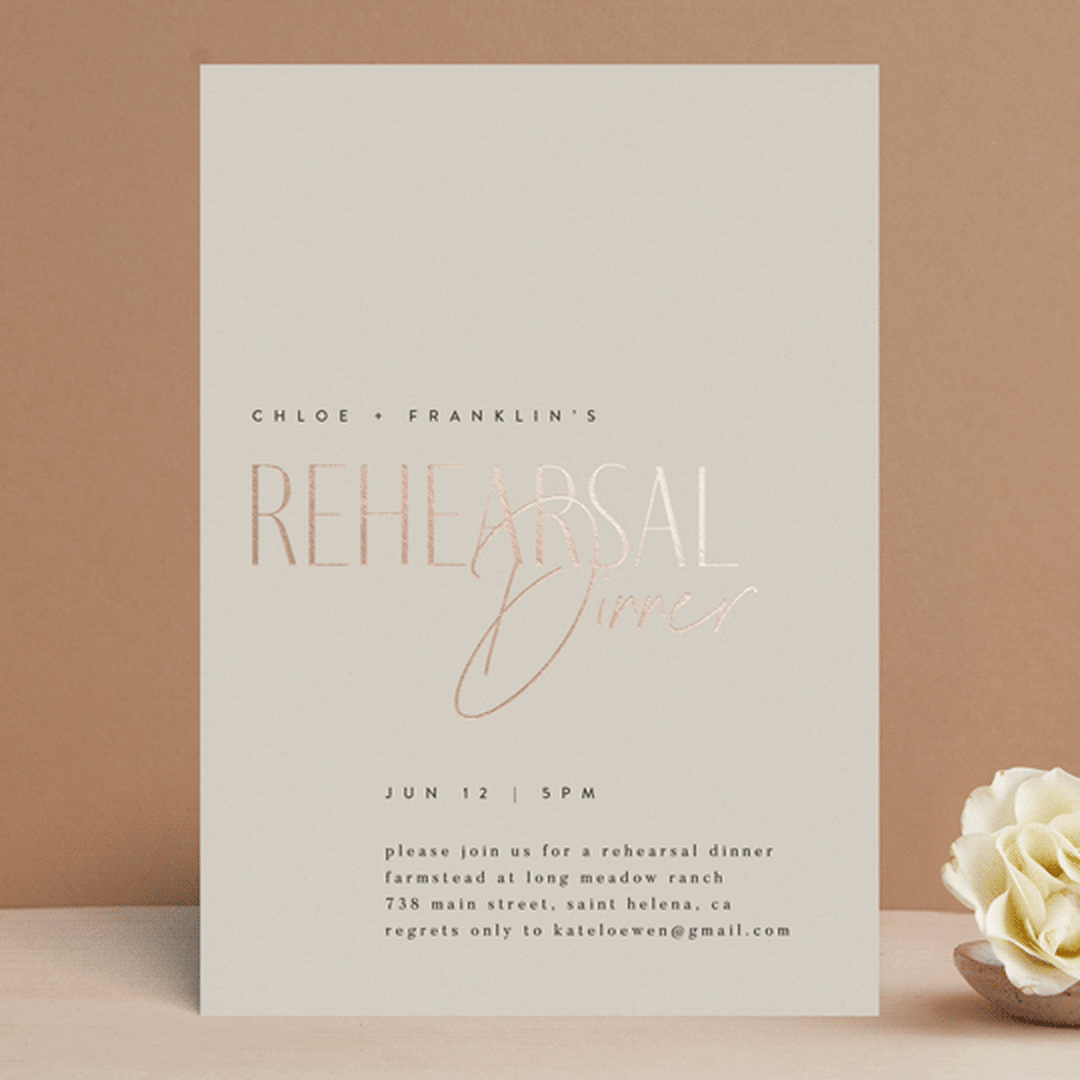 "Layered" - Rehearsal Dinner Invitations in Natural by Kelly Schmidt - Front