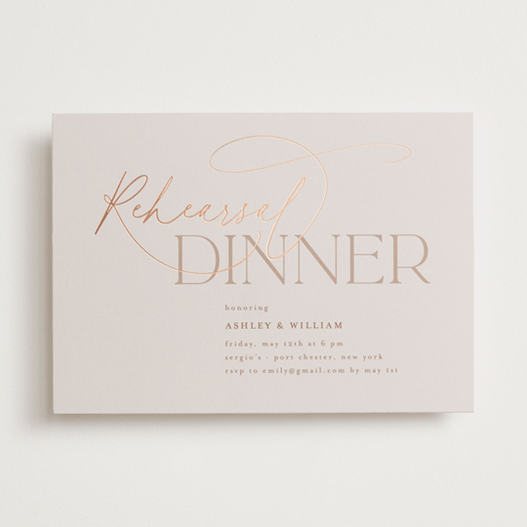 "Typographical" - Rehearsal Dinner Invitations in Clay by Nicole Barreto - Front