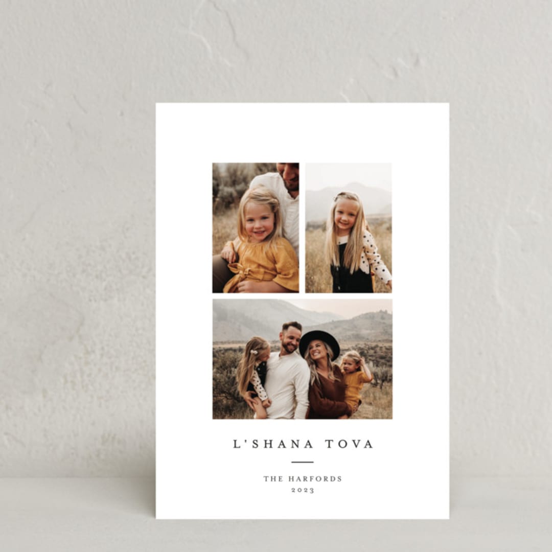 "Joyful Trio" - Rosh Hashanah Cards in Noir by Angela Thompson - Front