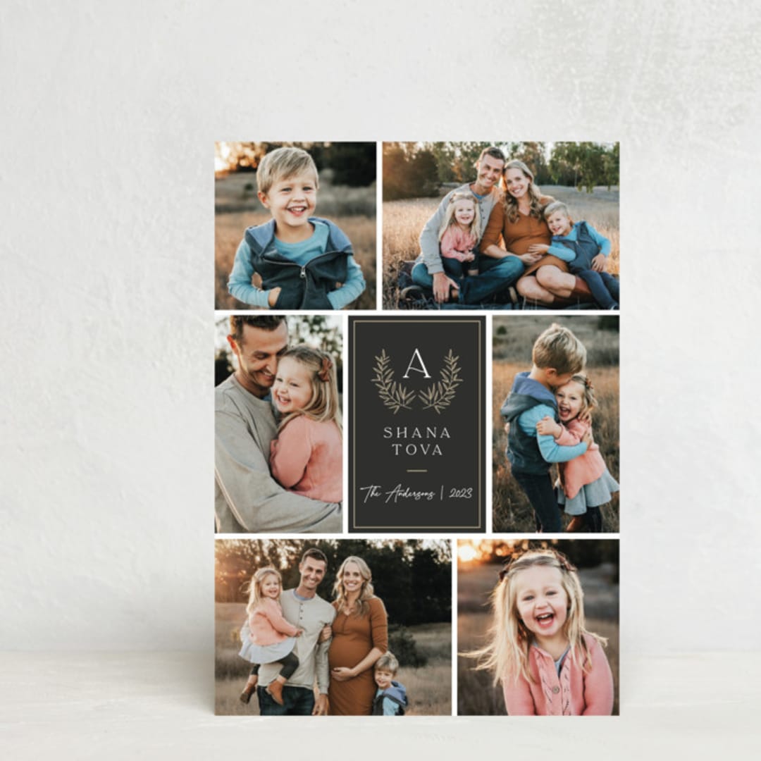 "Modern Leaves" - Rosh Hashanah Cards in Oak by Elan Studio - Front