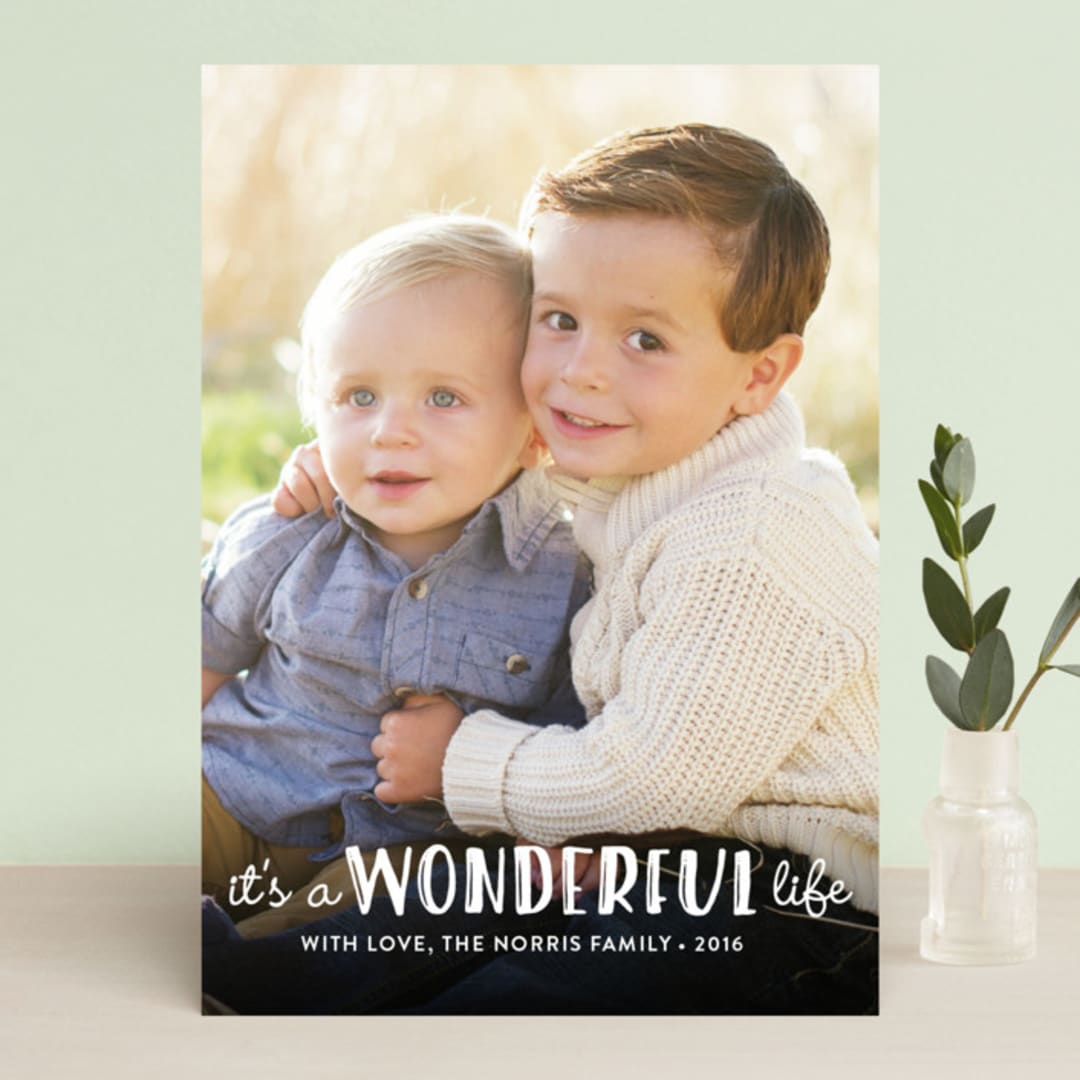 "Life Is Wonderful" - Retired Holiday Cards in White by GeekInk Design - Front