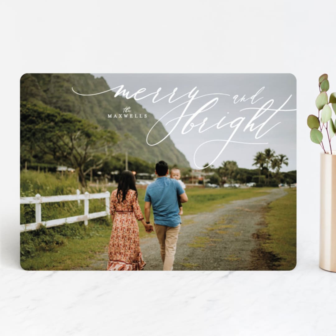 "Merry Bright" - Retired Holiday Cards in Linen by Erin Deegan - Front