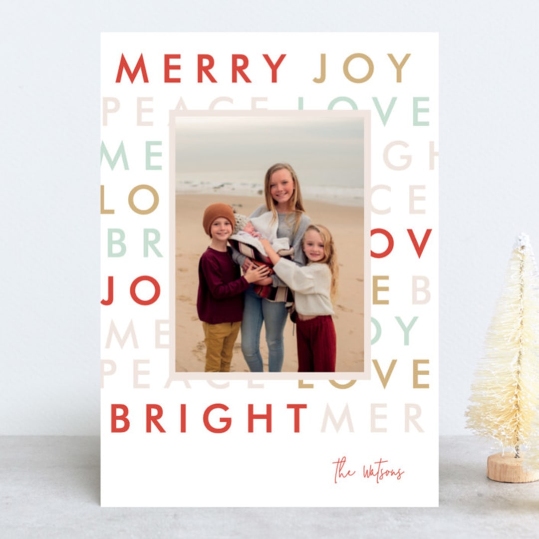 "Modern Type" - Retired Holiday Cards in Pastel by Bethan - Front
