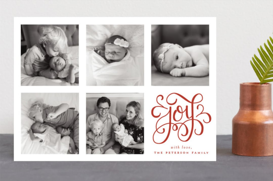 "Curly Joy" - Retired Holiday Cards in Scarlet by Meagan Christensen - Front