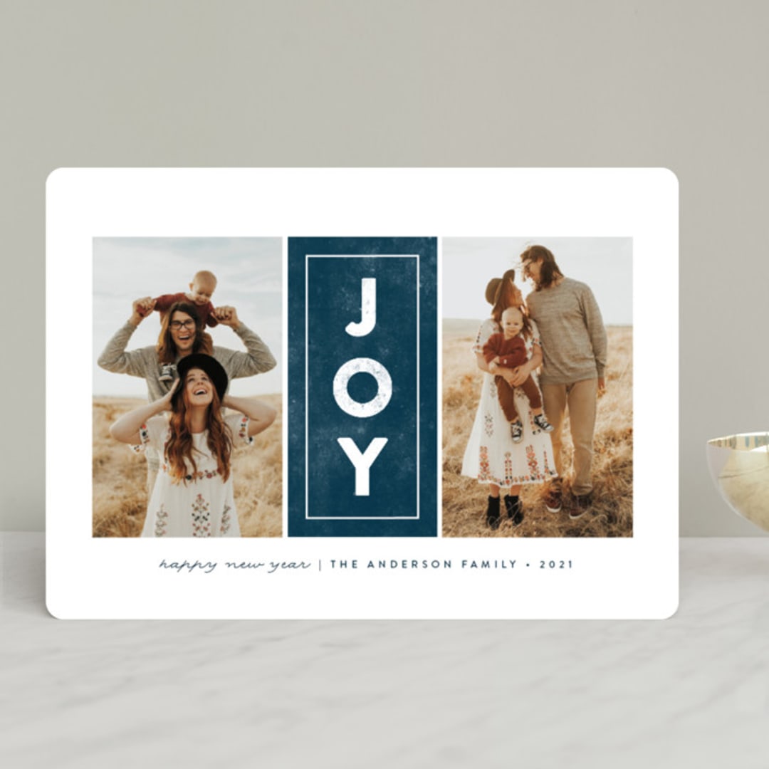 "Centered Joy" - Retired Holiday Cards in Navy by Brianne Larsen - Front