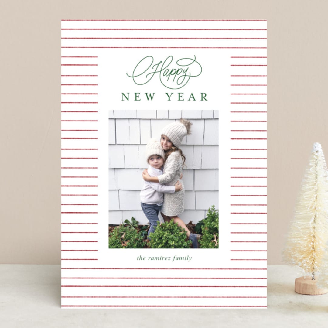"pencil stripes" - Retired Holiday Cards in Candy Cane by Elsa Duncan - Front