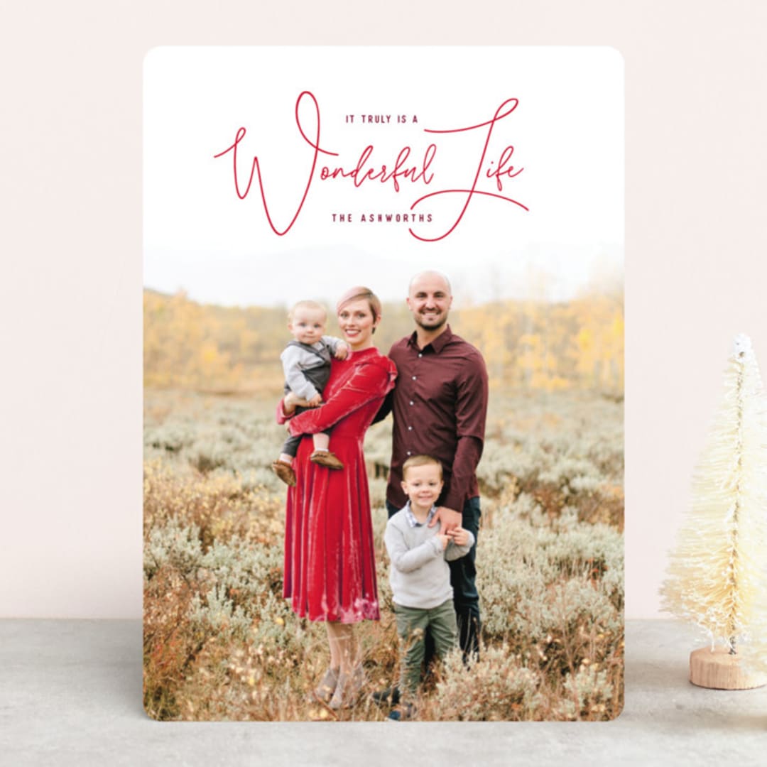 "Truly Wonderful Life" - Retired Holiday Cards in Cranberry by Hooray Creative - Front