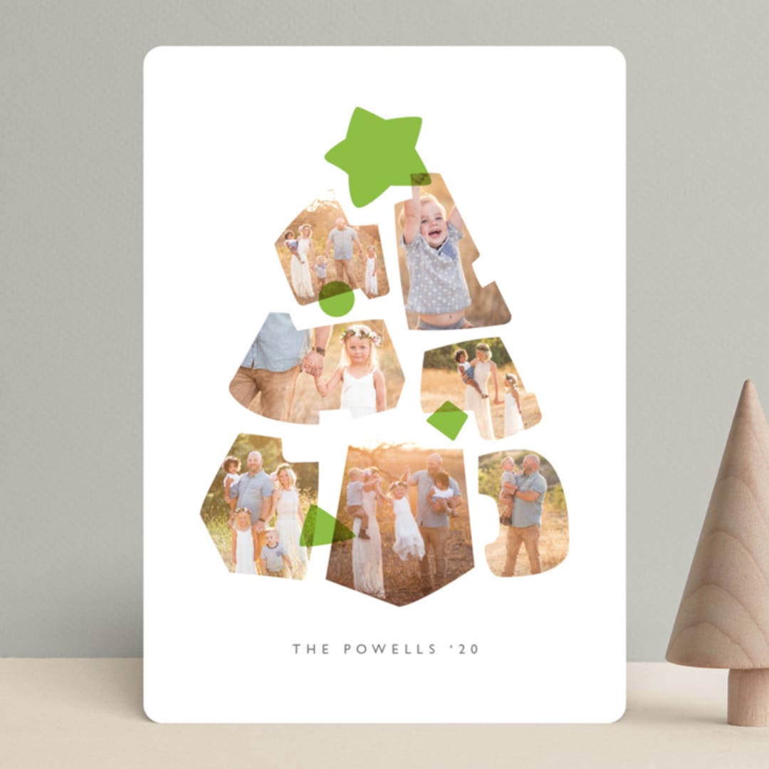 "Shapes Tree" - Retired Holiday Cards in Lime by JeAnna Casper - Front