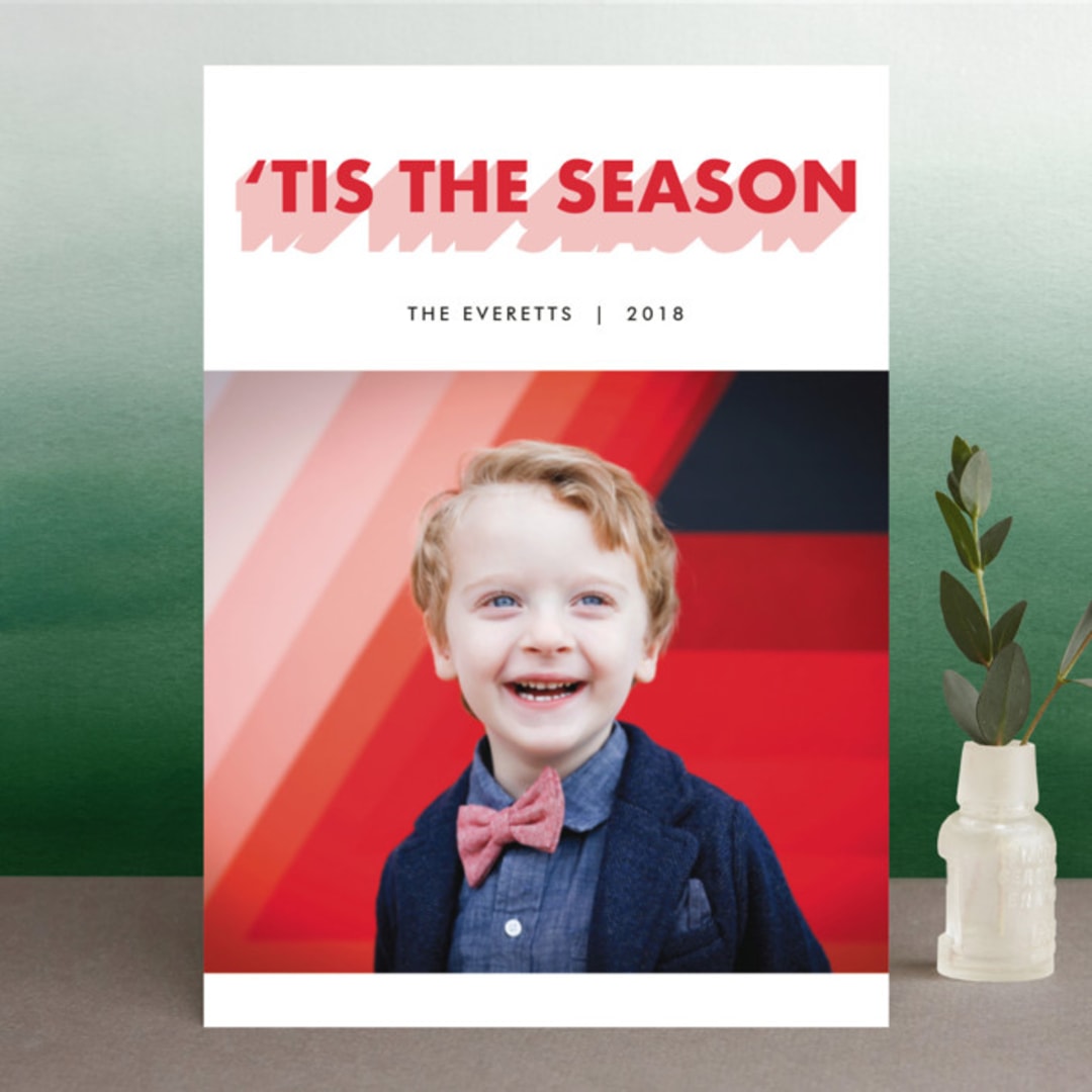 "Retro greetings" - Retired Holiday Cards in Ruby by Inkblot Design - Front