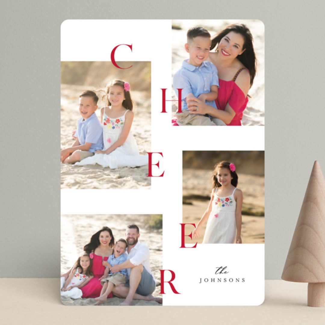 "Merry all the way" - Retired Holiday Cards in Cherry by Pixel and Hank - Front