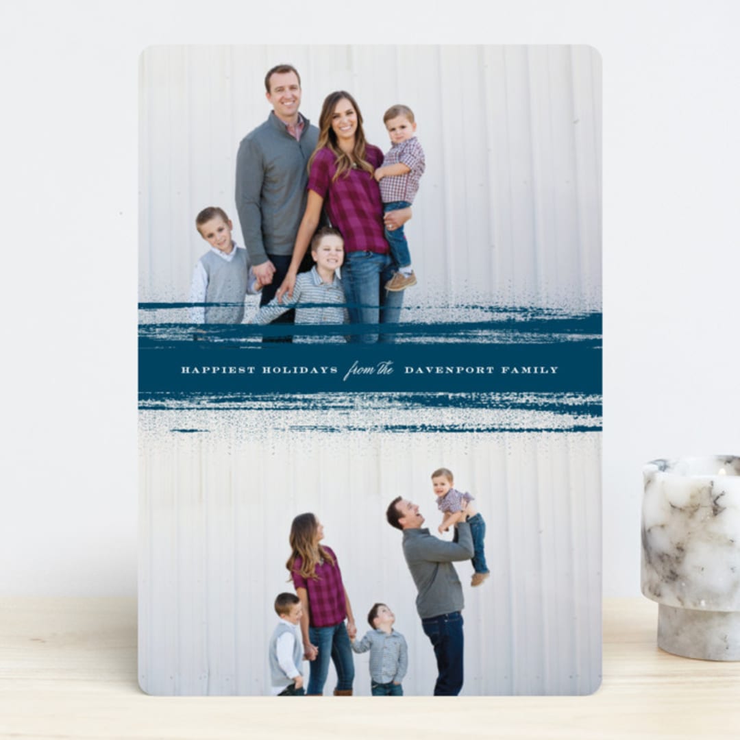 "One Line Brush" - Retired Holiday Cards in Atlantic by fatfatin - Front