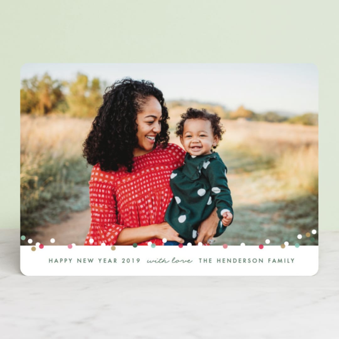"Dancing Dots" - Retired Holiday Cards in Pine by Lauren Chism - Front