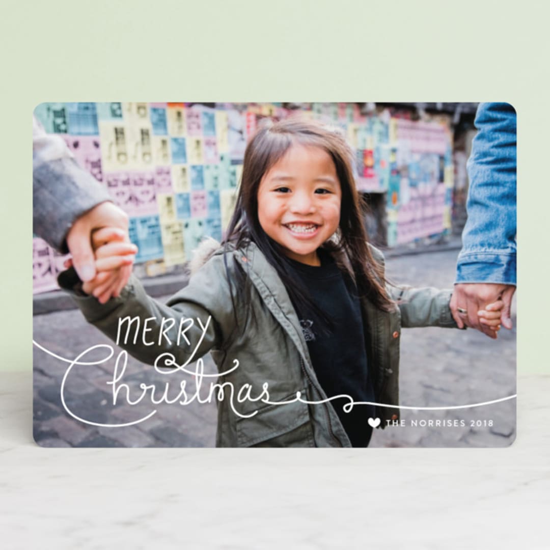 "Handwritten Holidays" - Retired Holiday Cards in Snowfall by Lehan Veenker - Front