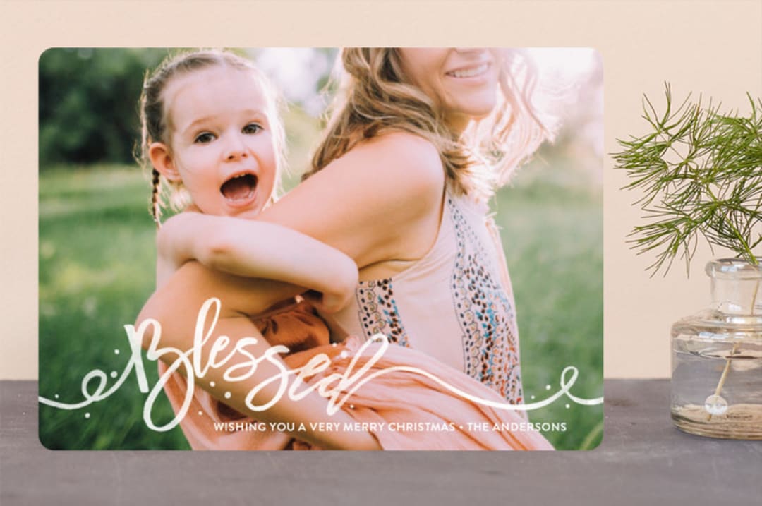 "Blessed" - Retired Holiday Cards in Snowflake by GeekInk Design - Front
