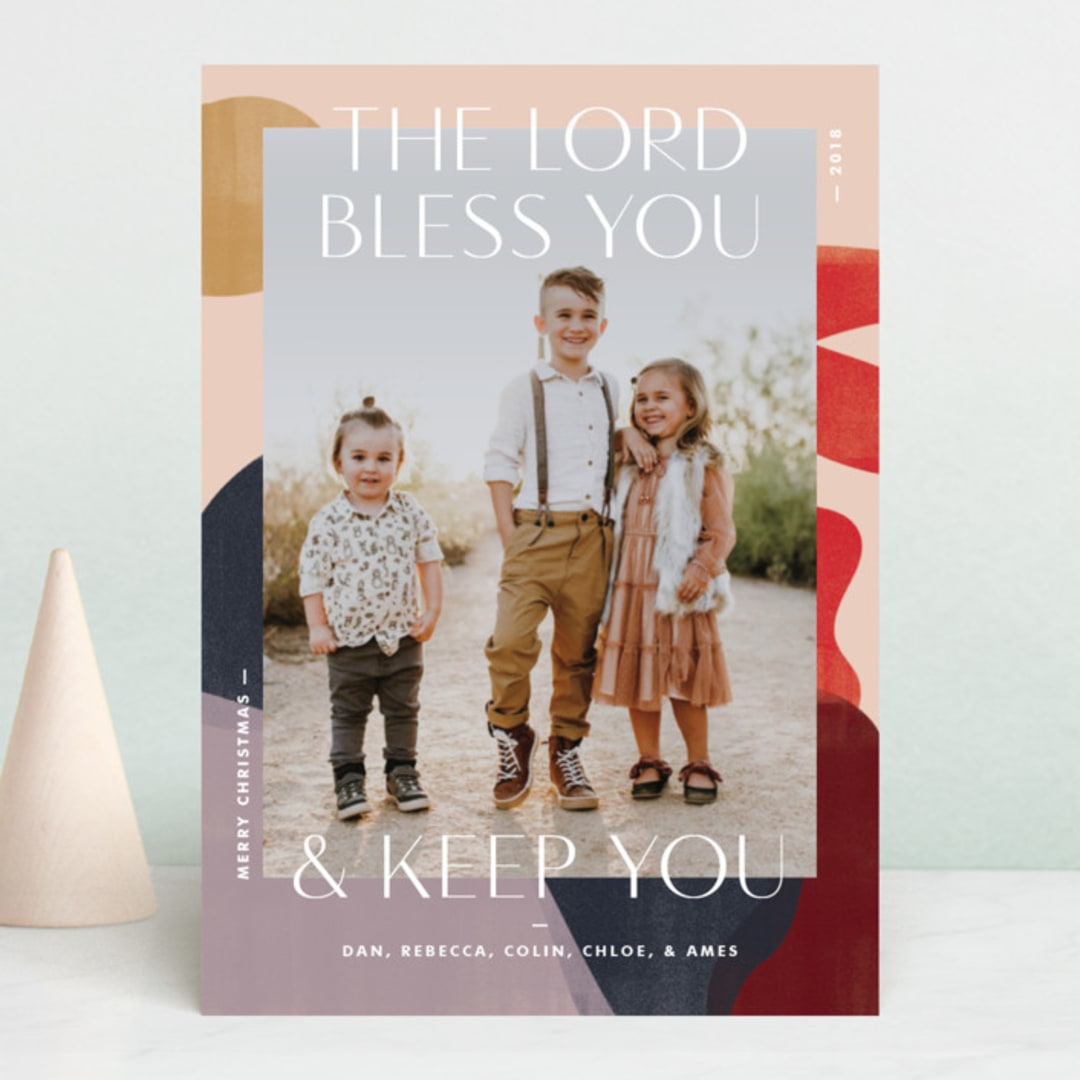 "Bless & Keep" - Retired Holiday Cards in Fruit Punch by Lindsay Stetson Thompson - Front