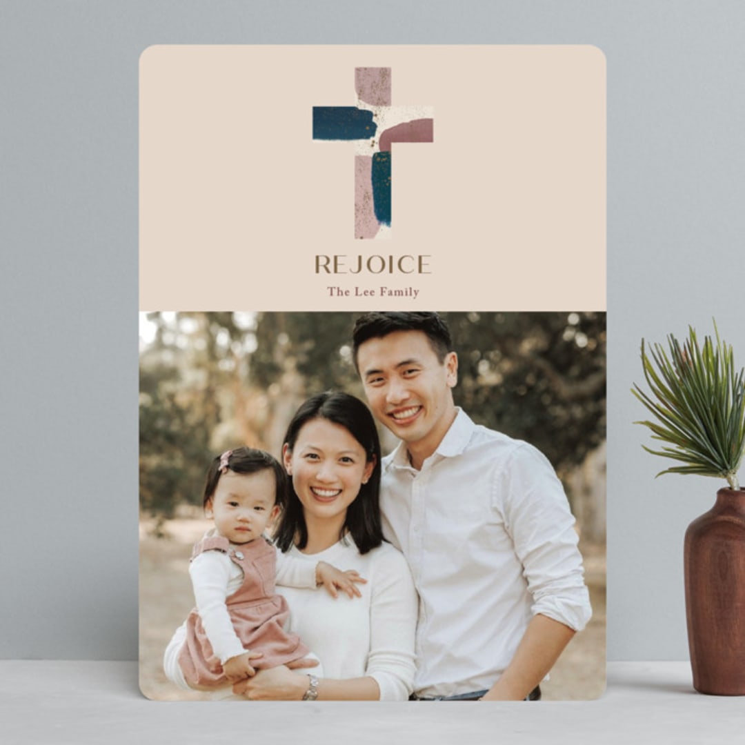 "Painted Cross" - Retired Holiday Cards in Nightblue by Aspacia Kusulas - Front