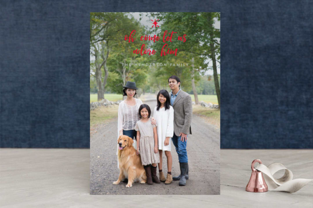 "oh come let us adore him" - Retired Holiday Cards in Holly Berry by christen strang - Front