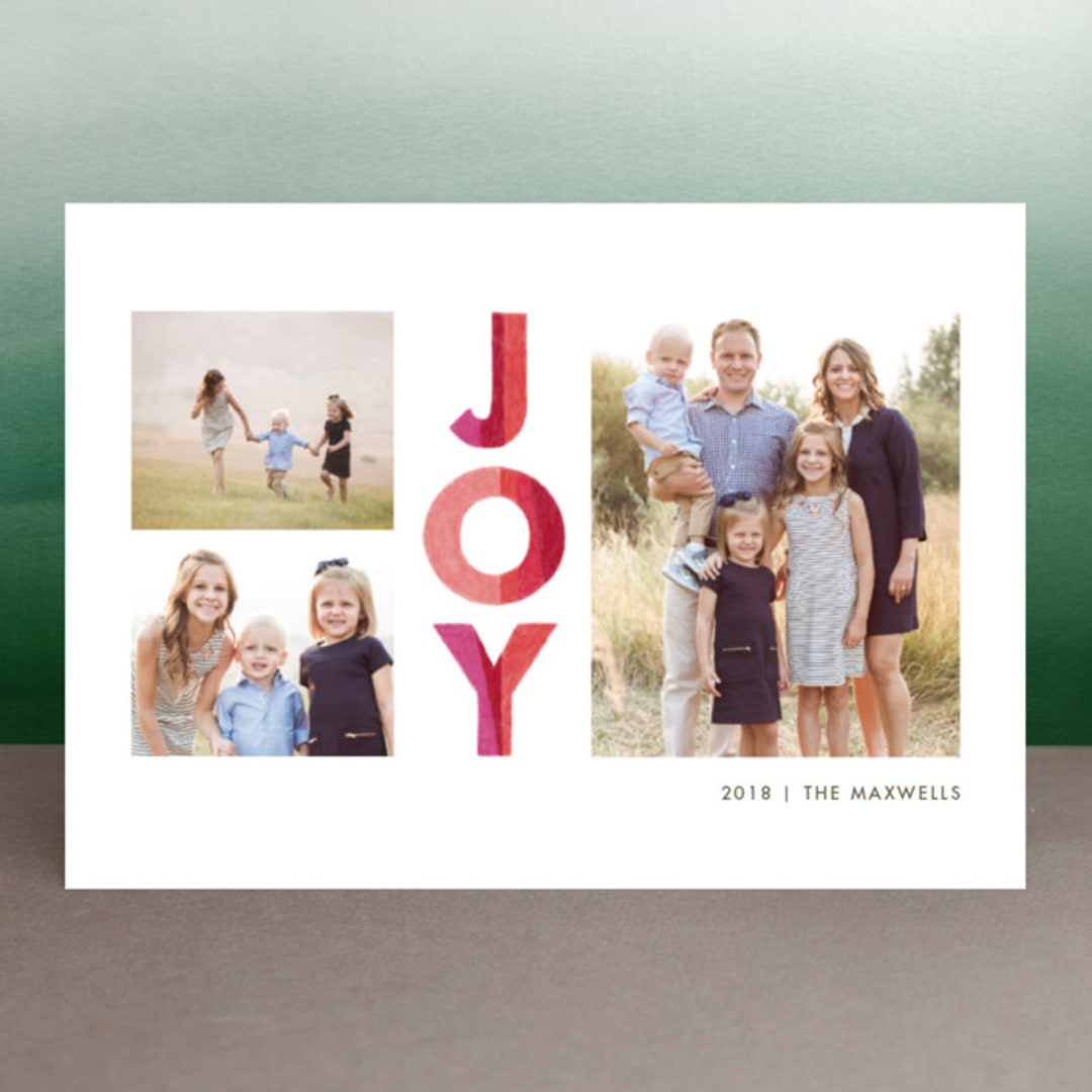 "Colorblock Joy" - Retired Holiday Cards in Pearl by Griffinbell Paper Co. - Front