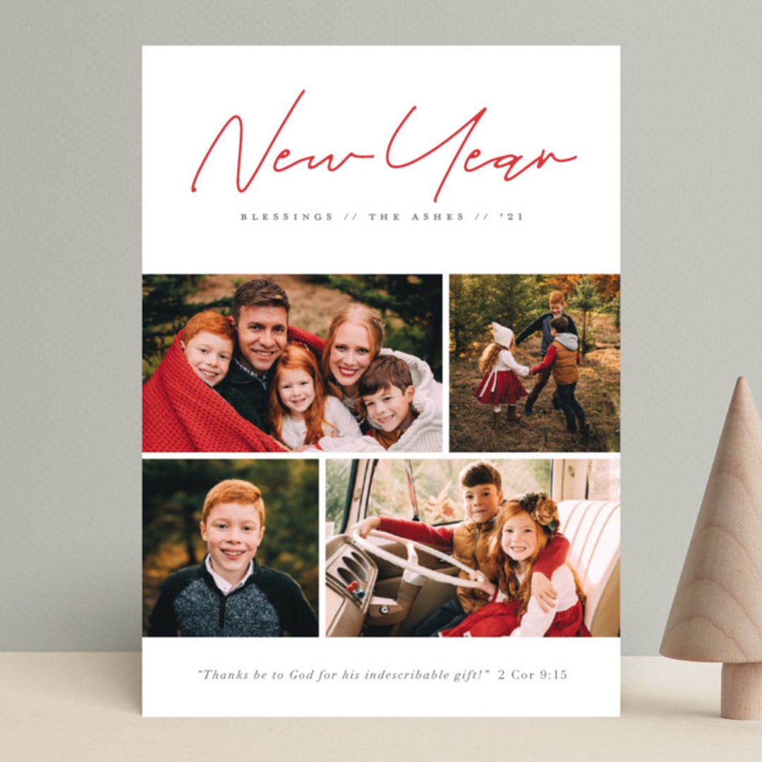 "Christmas Blessings to You" - Retired Holiday Cards in Merlot by Pine Street Creative - Front