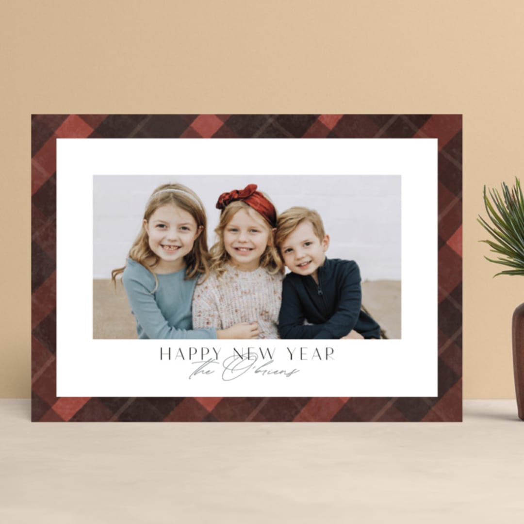 "Buffalo Check" - Retired Holiday Cards in Cardinal by Nicole Barreto - Front