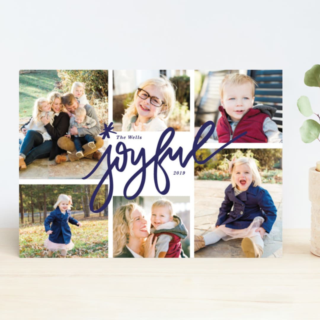 "Six Times the Joy" - Retired Holiday Cards in Navy by Makewells - Front