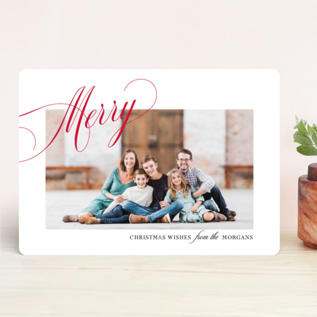"Ribbon" - Retired Holiday Cards in Ruby by Julee London - Front