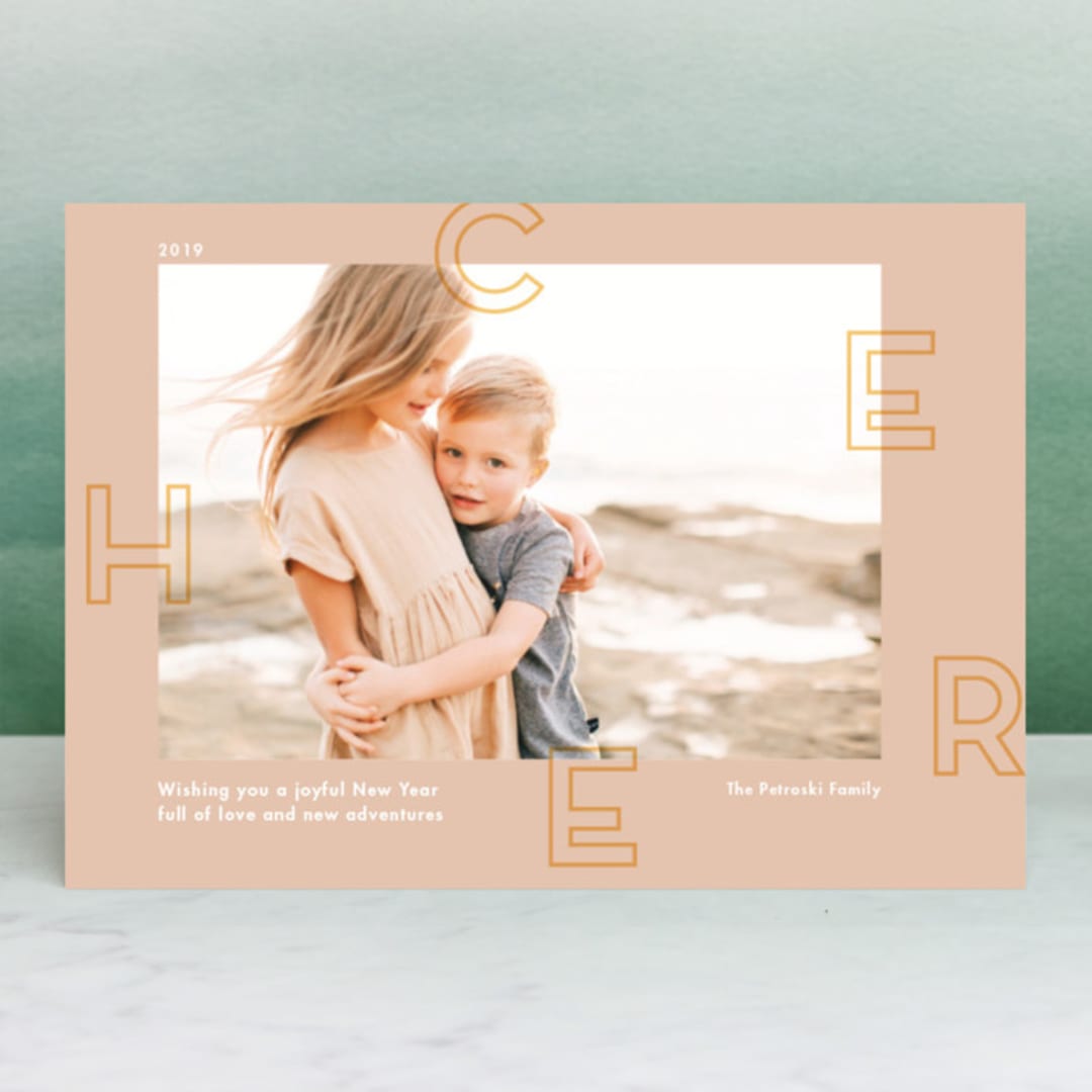 "Adoration" - Retired Holiday Cards in Peach by Jennifer Lew - Front