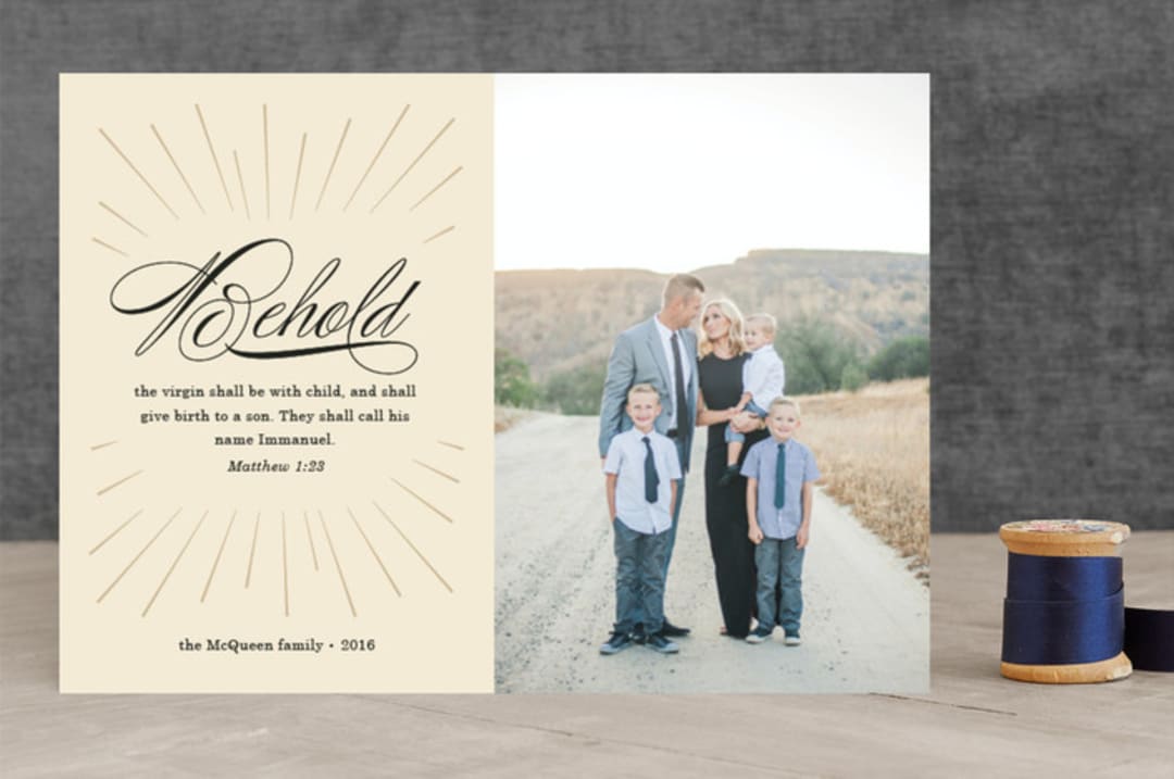 "Behold Immanuel" - Retired Holiday Cards in cream by Ann Gardner - Front