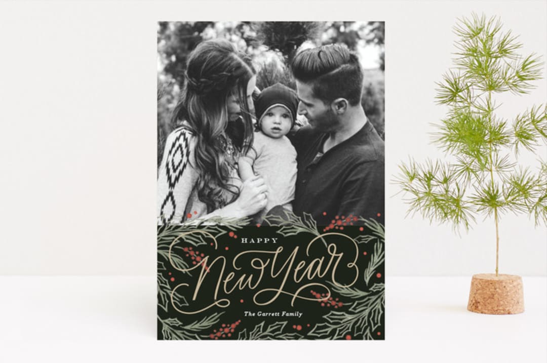 "Embellished Pines" - Retired Holiday Cards in Pine by Kristen Smith - Front