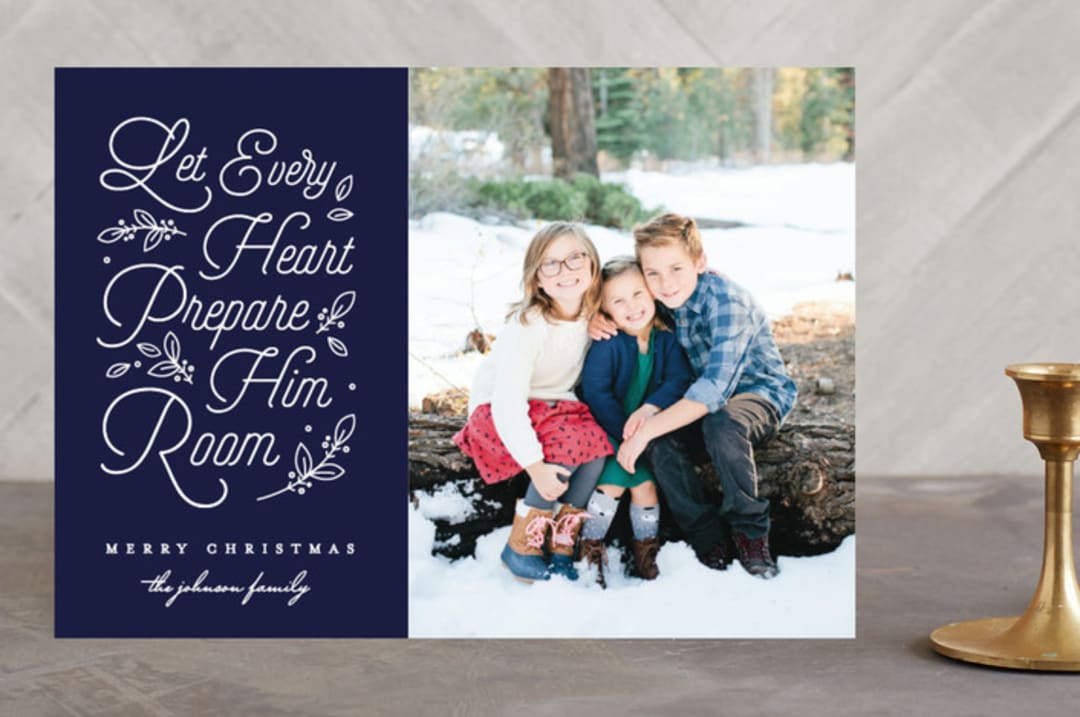 "Prepare Him Room" - Retired Holiday Cards in Navy by Dreaming Inspirations - Front