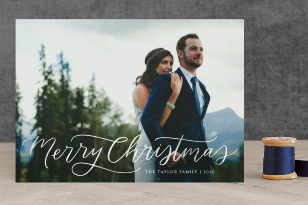 "Blessed Tidings Script" - Retired Holiday Cards in Cream by Kristen Smith - Front