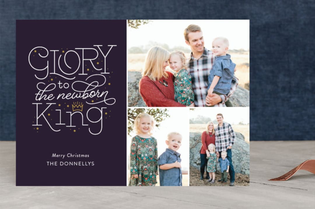 "Glory to the King" - Retired Holiday Cards in Midnight by Sarah Brown - Front