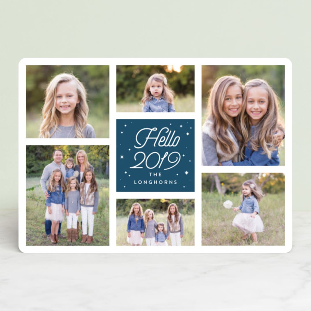 "God is Good Grid" - Retired Holiday Cards in Deep Blue by Shari Margolin - Front