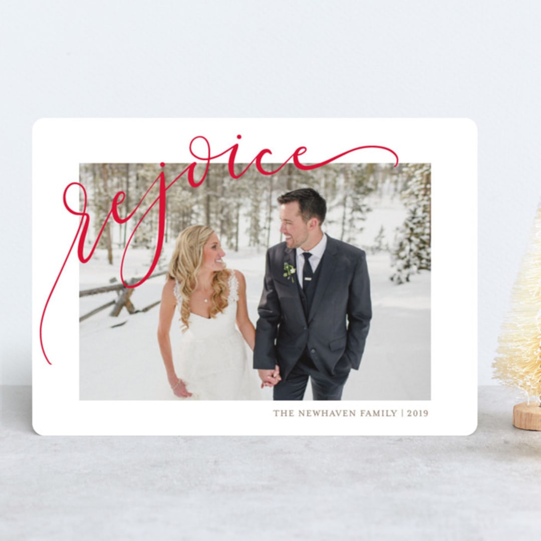 "Rejoicing" - Retired Holiday Cards in Berry by Erin Niehenke - Front