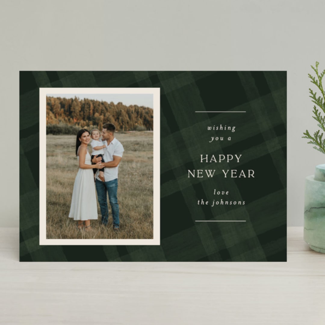 "Plaid Tidings" - Retired Holiday Cards in Balsam by Joanna Griffin - Front
