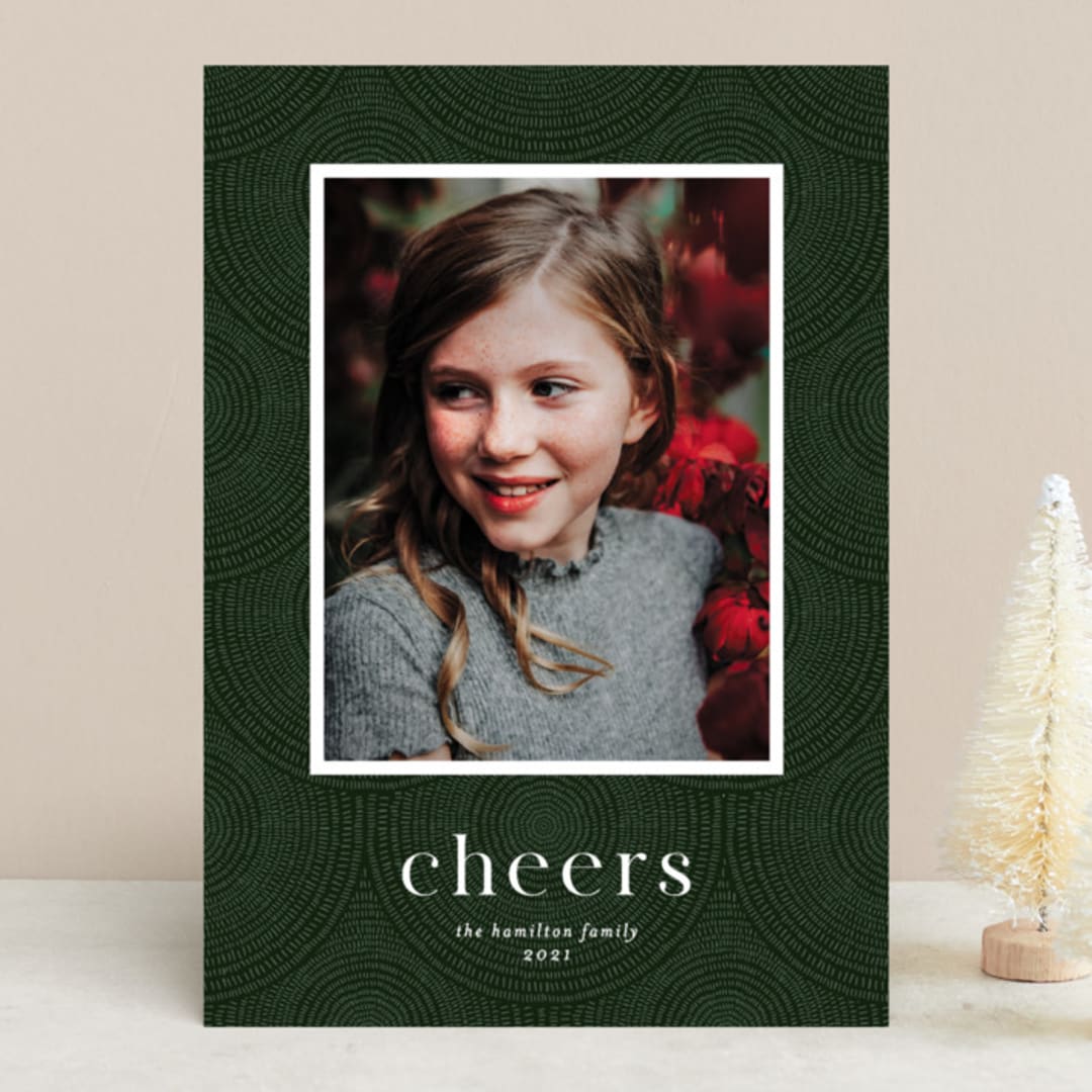 "Boho Circles" - Retired Holiday Cards in Evergreen by Ella Weaver - Front