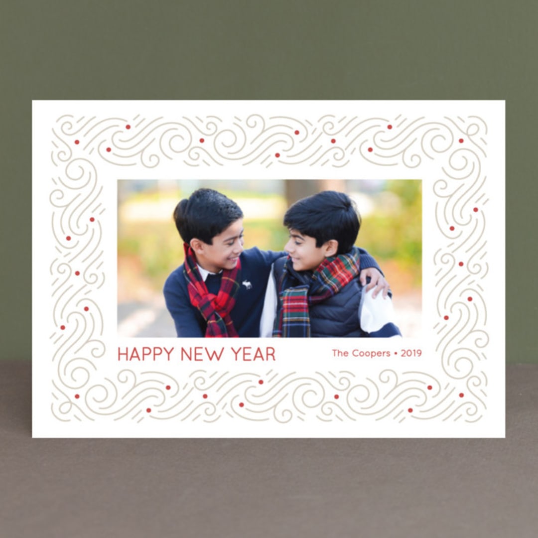 "Soft Arabesque" - Retired Holiday Cards in Cherry by Lorent and Leif - Front