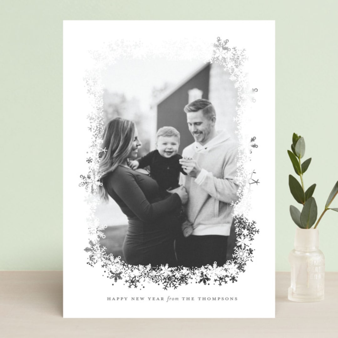 "Snowfrost" - Retired Holiday Cards in Slate by Sarah Brown - Front