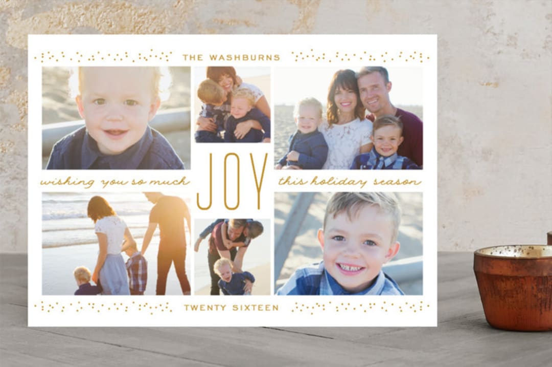 "Joyful Center" - Retired Holiday Cards in Mustard by Leah Bisch - Front