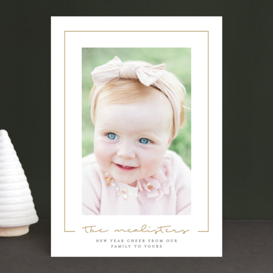 "Surname Frame" - Retired Holiday Cards in Antique by Lauren Chism - Front